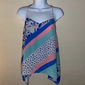 Lilly Pulitzer Alora Silk Tank Top Women’s Size S Handkerchief Hem